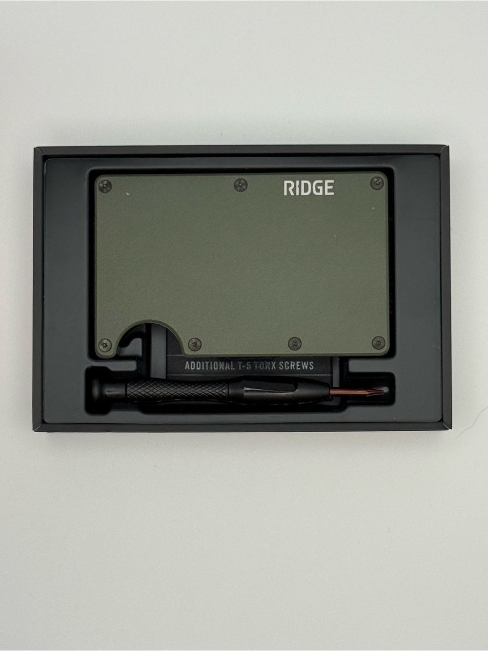 Ridge Matte Olive Aluminum RFID Wallet Cash Strap Open Box (P108)